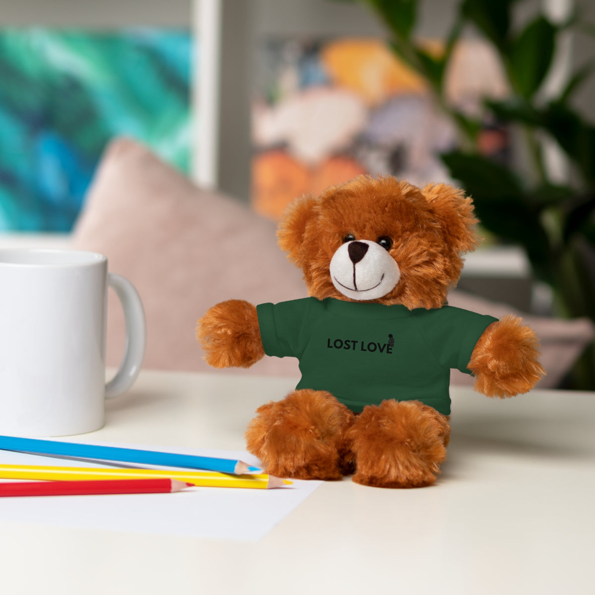 Stuffed Animal with Message Tee, Adorable Plush Toy, Gift for Kids, Comfort for Loss, Thoughtful Keepsake
