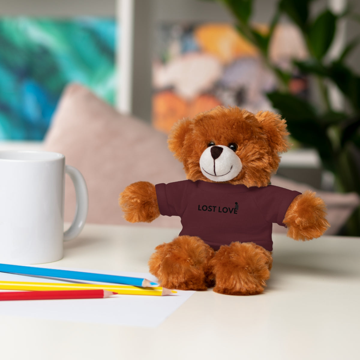 Stuffed Animal with Message Tee, Adorable Plush Toy, Gift for Kids, Comfort for Loss, Thoughtful Keepsake